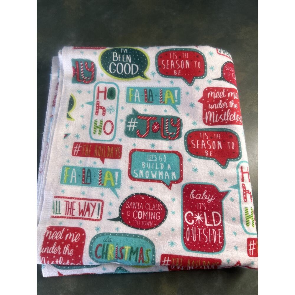 Joann Super Snuggle Christmas Words Flannel Fabric 92x44 Holiday Sayings Soft